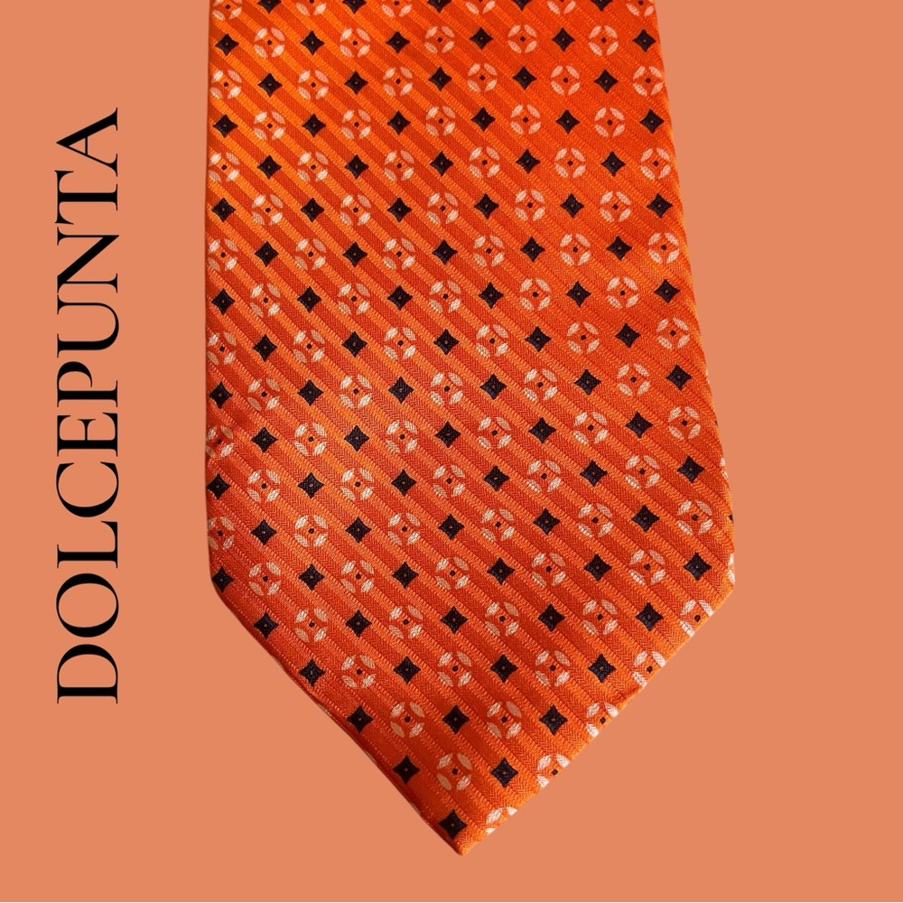 🇺🇸DOLCEPUNTA Orange Geometric Men's Tie